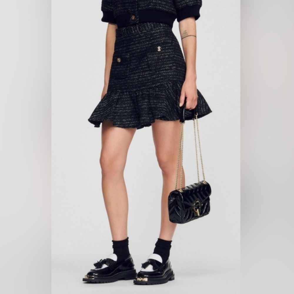Sandro Paris | Mira Tweed Flared Skirt - Picture 2 of 11